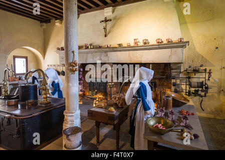 Alte Küche, Innere des Hospices de Beaune, Cote d ' or, Frankreich, Europa, Hotel-Dieu, Beaune, Burgund Stockfoto