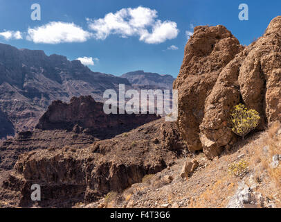 Spanien, Europa, La Sorrueda, Gran Canaria, Kanarische Inseln, La Fortaleza, Landschaft, Sommer, Berge, Hügel, Stockfoto