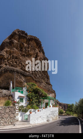 Spanien, Europa, Artenara, Gran Canaria, Kanarische Inseln, Höhlen, Häuser, Haus, Sommer, Berge, Hügel, Stockfoto