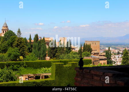 Blick auf die Alhambra von der Generalife Stockfoto