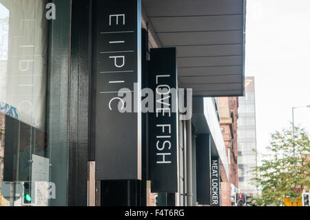 Michael Deanes Fleisch Locker, Liebe Fische und Eipic Restaurants, Belfast.  Eipic wurde mit einem Michelin-Stern ausgezeichnet. Stockfoto