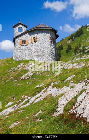 Kapelle am Pragelpass, Schwyz, Schweiz Stockfoto