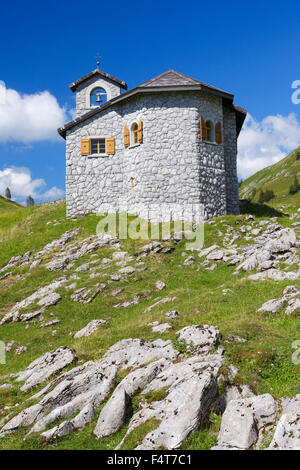 Kapelle am Pragelpass, Schwyz, Schweiz Stockfoto