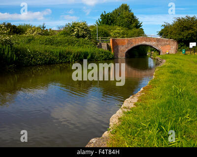 Brücke über den Trent und Mersey Kanal am Claymills nördlich von Burton-Upon-Trent in Staffordshire England UK Stockfoto