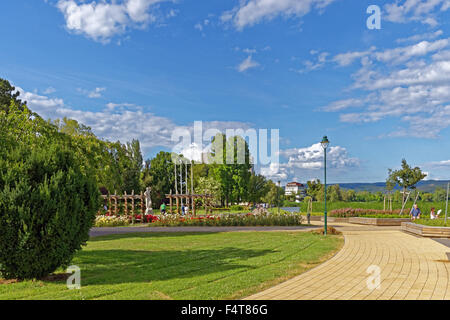 Uferpromenade, flacher See Balaton Stockfoto