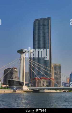 China, Tianjin, Stadt, Chingfen Brücke, Fluss Hai Stockfoto