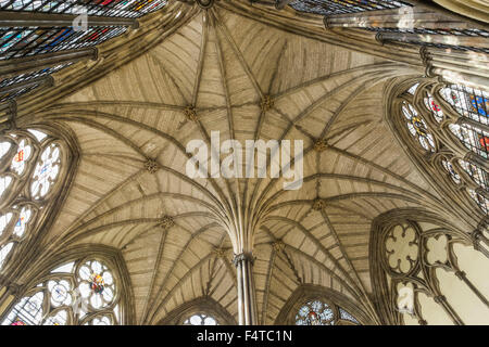 England, London, Westminster Abbey, das Kapitel Haus Decke Stockfoto