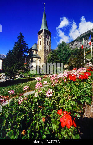 Die Kirche des Hl. Mauritius, Zermatt. Die Schweiz. Europa. Stockfoto