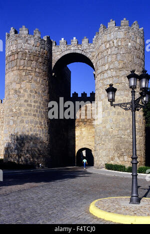 Tor von St. Vincent, Puerta de San Vicente, Stadttor. Avila. Spanien. Europa Stockfoto