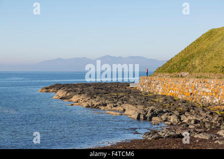 Wandern auf dem Ayrshire Coastal Path, Troon, South Ayrshire, Schottland, Großbritannien Stockfoto