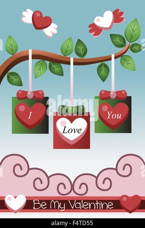 Eine Vektor-Illustration von Valentine Kartendesign Stock Vektor