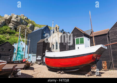 England, East Sussex, Hastings, der Altstadt Fischers Museum und Osthügel Stockfoto