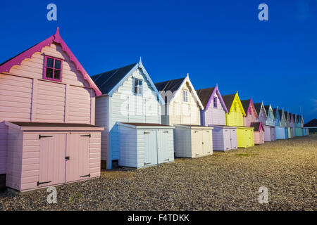 England, Essex, Mersea Island Beach Huts Stockfoto