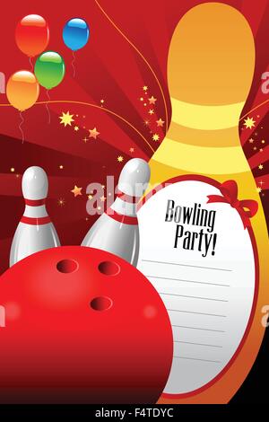 Eine Vektor-Illustration von bowling-Party Einladung Vorlage Stock Vektor