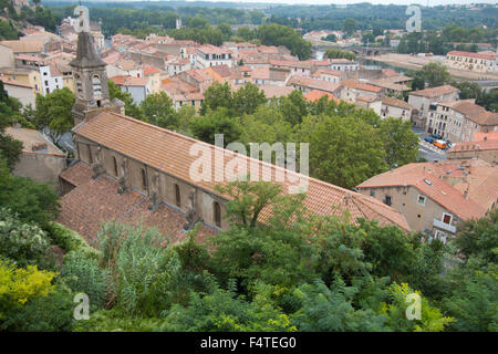 Frankreich, Europa, Béziers, Languedoc-Roussillon, Hérault, Kirche, Dächer, Bäume Stockfoto