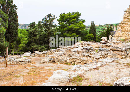 Ruinen von Palast von Knossos, größte archäologische Stätte der Bronzezeit auf Kreta, Heraklion, Griechenland, als die älteste Stadt Europas. Stockfoto