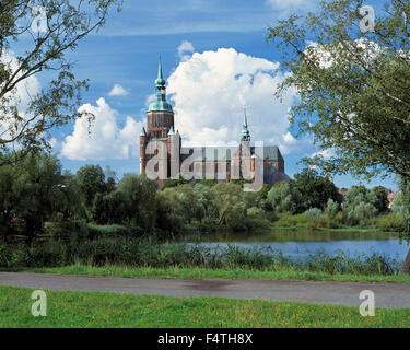 Deutschland, Europa, Mecklenburg Vorpommern, Stralsund, UNESCO, Weltkulturerbe, protestantisch, Marien-Kirche, Frankenteich, Stockfoto