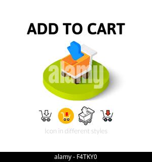 Einkaufswagen-Symbol in verschiedenen Stil hinzufügen Stock Vektor