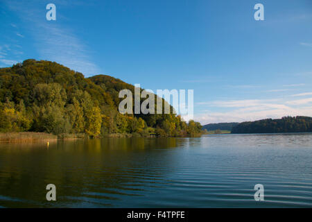 Schweiz, Europa, Kanton Zürich, Türlersee, See, Herbst, Albis, Holz, Wald, Stockfoto