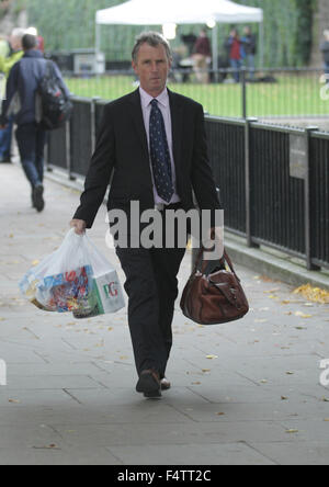 London, UK, 14. September 2015: Nigel Evans, konservative Wartungstafel in Westminster in London zu sehen Stockfoto