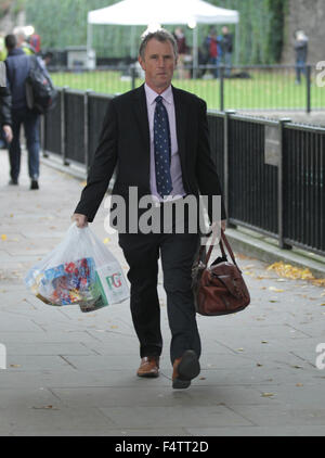 London, UK, 14. September 2015: Nigel Evans, konservative Wartungstafel in Westminster in London zu sehen Stockfoto