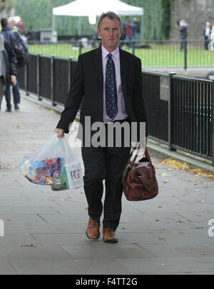 London, UK, 14. September 2015: Nigel Evans, konservative Wartungstafel in Westminster in London zu sehen Stockfoto