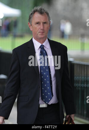 London, UK, 14. September 2015: Nigel Evans, konservative Wartungstafel in Westminster in London zu sehen Stockfoto