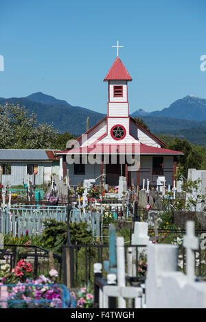 Coihuin Kapelle, Puerto Montt, Chile.  Region de Los Lagos. Stockfoto