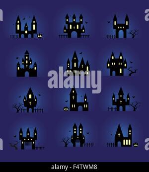 Halloween Silhouetten Satz Stock Vektor