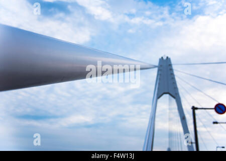 Daishihashi Brücke verbindet über Tamagawa Fluss, Ota-Ku, Tokio und Kawasaki City, Präfektur Kanagawa, Japan Stockfoto