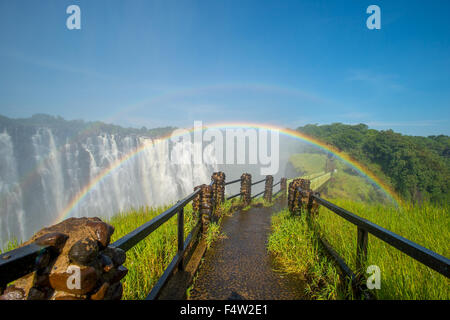 LIVINGSTONE, Sambia, Afrika - Victoria Falls (Mosi-Oa-Tunya) Welten größte Wasserfall, auf dem Zambezi River Stockfoto
