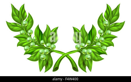 Eine Illustration von Olivenzweigen, das Symbol des Friedens, wie ein Kranz gekreuzt Stockfoto