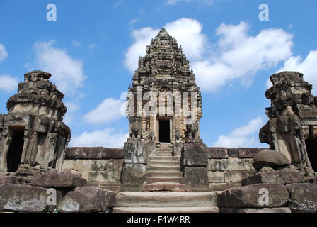 Preah Ko, Teil der Roluos-Gruppe von antiken Tempeln in Angkor archäologischer Park, Siem Reap, Kambodscha. Stockfoto
