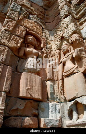 Preah Ko, Teil der Roluos-Gruppe von antiken Tempeln in Angkor archäologischer Park, Siem Reap, Kambodscha. Stockfoto