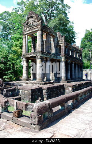 Preah Khan, Teil des Khmer Angkor Tempelanlage, beliebt bei den Touristen antike Wahrzeichen und Ort der Anbetung in Südost-Asien. Stockfoto