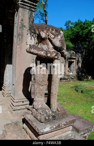 Preah Khan, Teil des Khmer Angkor Tempelanlage, beliebt bei den Touristen antike Wahrzeichen und Ort der Anbetung in Südost-Asien. Stockfoto