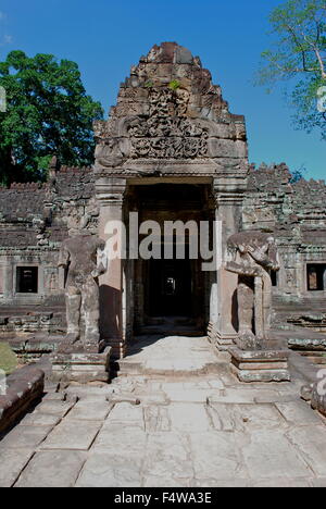 Preah Khan, Teil des Khmer Angkor Tempelanlage, beliebt bei den Touristen antike Wahrzeichen und Ort der Anbetung in Südost-Asien. Stockfoto