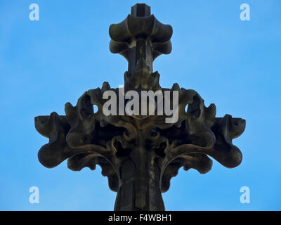 Mittelalterliches Maßwerk auf dem Turm der gotischen Dom, Ulmer Münster, Deutschland. Stockfoto