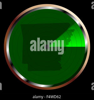 Der Bildschirm einer typischen Radar in Grün über Arkansas fegen Stockfoto