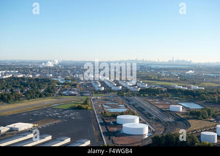 Luftbild von der Newark Bay Area in New Jersey, USA Stockfoto