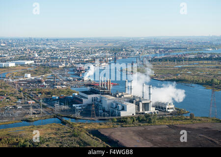 Luftaufnahme der Bucht von Newark in New Jersey, USA Stockfoto