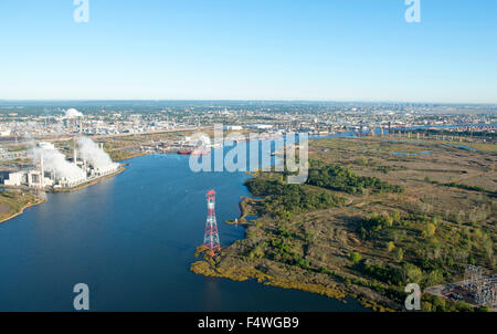 Luftaufnahme der Bucht von Newark in New Jersey, USA Stockfoto