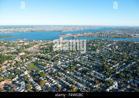 Luftaufnahme von Bayonne Brücke, New York und New Jersey, USA Stockfoto