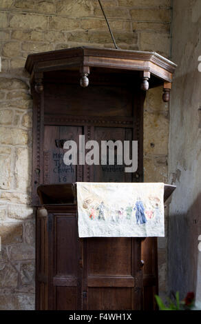 Die Kanzel, St. Nicholas Church, Teddington, Gloucestershire, England, UK Stockfoto