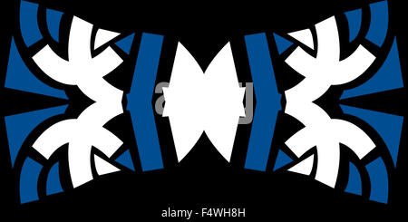 Abstrakte blaue und weiße Fliege Form Muster in schwarz Stockfoto