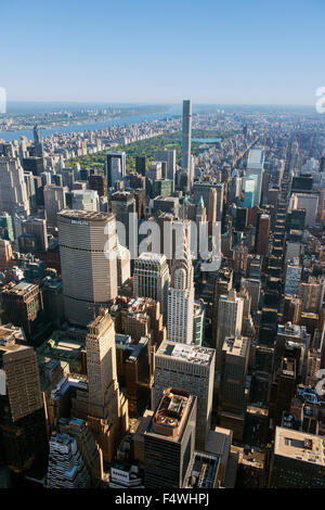 Luftaufnahme von Midtown Manhattan mit Blick auf in Richtung Central Park in New York City USA Stockfoto