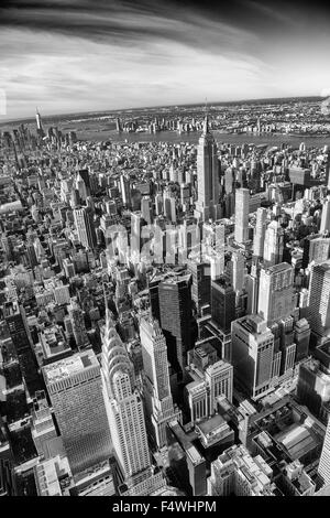 Luftaufnahme von der Midtown Manhattan mit Blick auf Lower Manhattan in New York City USA Stockfoto