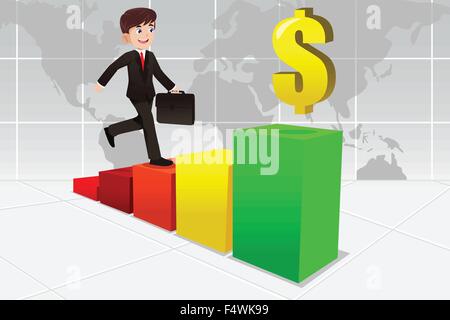 Eine Vektor-Illustration der Geschäftsmann klettert eine Leiter aus Charts für Business-Konzept Stock Vektor