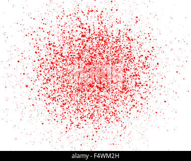 roten Splatter Tropfen isoliert auf weiss. Stockfoto