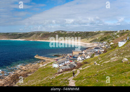 Malerische Küstenlandschaft in Sennen Cove, Cornwall, England, Großbritannien Stockfoto